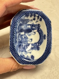 A Chinese blue and white 'Arbour' salt after Cornelis Pronk, Qianlong