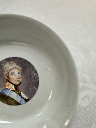 A rare Chinese 'Portrait' cup and saucer, Hervou&euml;t collection, 18/19th C.
