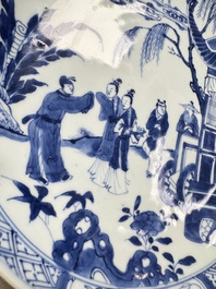 A pair of Chinese blue and white plates with narrative design, Yongzheng