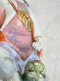 A Chinese famille rose group of Liu Hai and his three-legged toad, Wei Hongtai Zao 魏洪泰造 mark, Republic