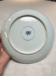 A pair of Chinese blue and white plates with narrative design, Yongzheng
