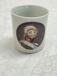 A rare Chinese 'Portrait' cup and saucer, Hervou&euml;t collection, 18/19th C.