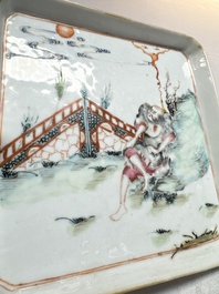 A Chinese famille rose 'Li Tieguai' square tray, 19th C.
