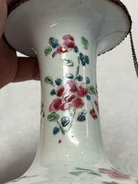 A silver-mounted Chinese famille rose kendi with floral design, Qianlong