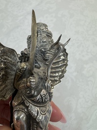 A repouss&eacute; silver figure of Garuda, Southeast Asia, 19/20th C.
