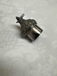 A silver-mounted Chinese famille rose kendi with floral design, Qianlong