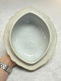 A Chinese famille rose covered tureen and stand with floral design, Qianlong