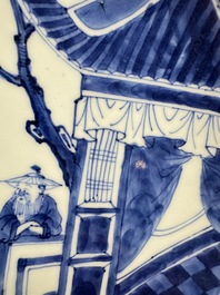 A pair of Chinese blue and white plates with narrative design, Yongzheng