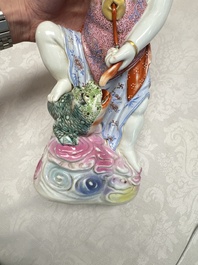 A Chinese famille rose group of Liu Hai and his three-legged toad, Wei Hongtai Zao 魏洪泰造 mark, Republic