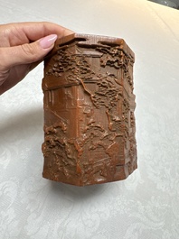 Two Chinese carved bamboo brushpots, 19/20th C.