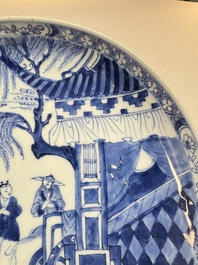 A pair of Chinese blue and white plates with narrative design, Yongzheng