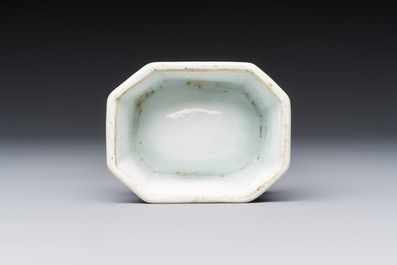 A Chinese blue and white 'Arbour' salt after Cornelis Pronk, Qianlong