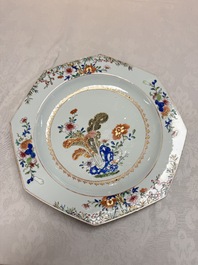 Two Chinese famille rose dishes with floral design, Yongzheng/Qianlong