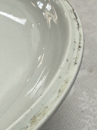 A pair of Chinese blue and white 'Bleu de Hue' covered bowls with landscape design, Phong Vu Quy Chu 風雨歸舟 marks, 19th C.