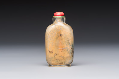 A Chinese inside-painted glass snuff bottle with insects, signed Bi Rongjiu 畢榮九, dated 1899