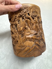 Two Chinese carved bamboo brushpots, 19/20th C.