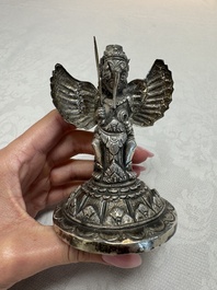 A repouss&eacute; silver figure of Garuda, Southeast Asia, 19/20th C.