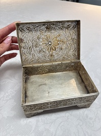 A silver inscribed filigree casket, probably Dutch East Indies, 19/20th C.