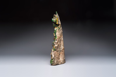 A large Chinese sancai-glazed Buddhist grotto with Guanyin and attendants, Ming