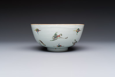 A Chinese famille verte 'Cranes' bowl, Kangxi