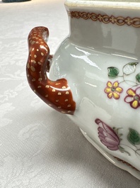 A Chinese famille rose covered tureen and stand with floral design, Qianlong