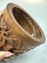 Two Chinese carved bamboo brushpots, 19/20th C.