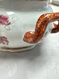A Chinese famille rose covered tureen and stand with floral design, Qianlong