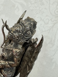 A repouss&eacute; silver figure of Garuda, Southeast Asia, 19/20th C.