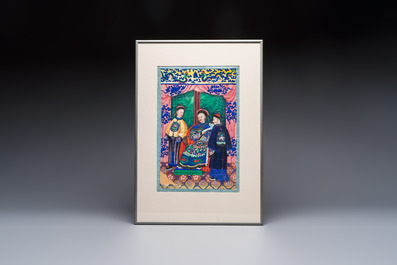 A pair of Chinese Canton pith paper paintings, 19th C.
