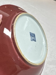 A pair of Chinese copper-red-glazed plates, Qianlong mark and of the period
