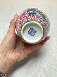 A Chinese falangcai 'Birds among Flowering Branches' vase, Qianlong mark, Republic