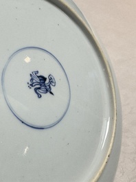 A pair of Chinese blue and white plates with narrative design, Yongzheng