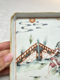 A Chinese famille rose 'Li Tieguai' square tray, 19th C.
