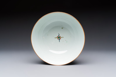 A Chinese famille verte 'Cranes' bowl, Kangxi