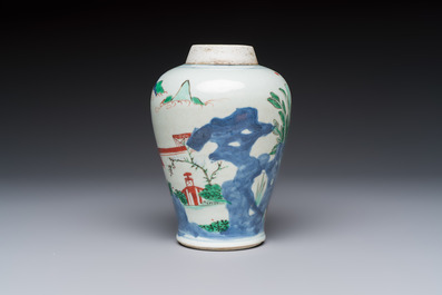 A Chinese wucai 'Jia Guan Jin Jue 加冠進爵' vase, Transitional period