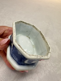 A Chinese blue and white 'Arbour' salt after Cornelis Pronk, Qianlong