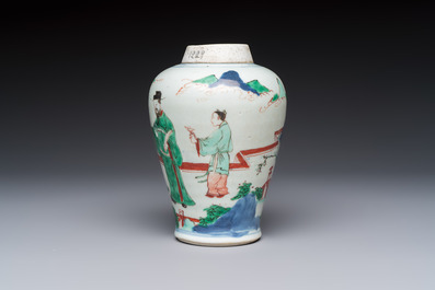 A Chinese wucai 'Jia Guan Jin Jue 加冠進爵' vase, Transitional period