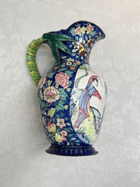 A large Chinese Canton enamel basin and jug with narrative design, early 19th C.