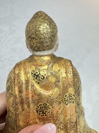 A Japanese Satsuma figure of Buddha seated on a lotus base, Hododa 保土田 mark, Meiji, 19/20th C.