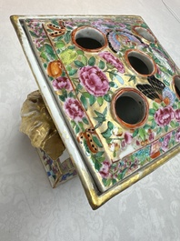 A Chinese Canton famille rose bough pot with narrative design, 19th C.