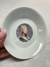 A rare Chinese 'Portrait' cup and saucer, Hervou&euml;t collection, 18/19th C.