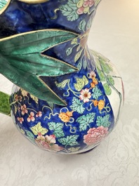 A large Chinese Canton enamel basin and jug with narrative design, early 19th C.