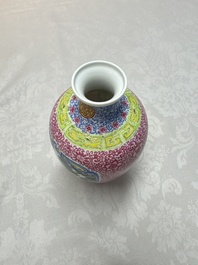 A Chinese falangcai 'Birds among Flowering Branches' vase, Qianlong mark, Republic
