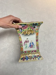 A Chinese Canton famille rose bough pot with narrative design, 19th C.