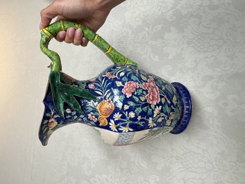 A large Chinese Canton enamel basin and jug with narrative design, early 19th C.