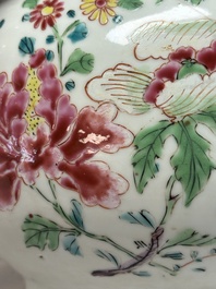 A silver-mounted Chinese famille rose kendi with floral design, Qianlong