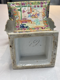 A Chinese Canton famille rose bough pot with narrative design, 19th C.
