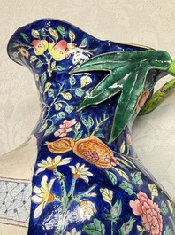 A large Chinese Canton enamel basin and jug with narrative design, early 19th C.