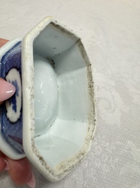 A Chinese blue and white 'Arbour' salt after Cornelis Pronk, Qianlong