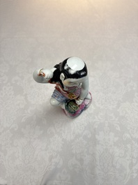 A Chinese famille rose group of Liu Hai and his three-legged toad, Wei Hongtai Zao 魏洪泰造 mark, Republic